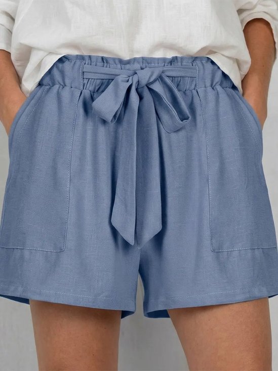 Retro Unifarben Normal Gerade Hosen Shorts