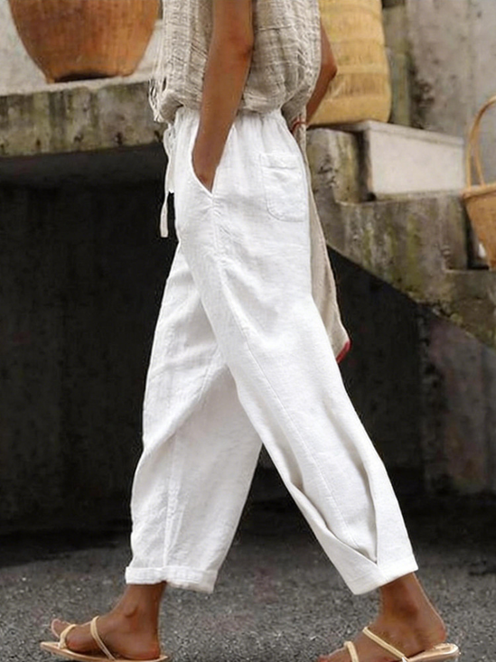 Damen Unifarben Lang Hose Retro Frühling/Herbst Hose