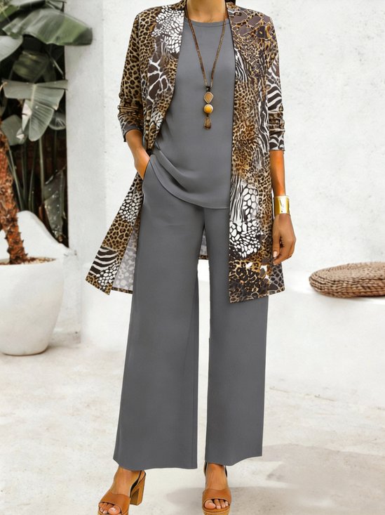 Damen Geblümt Matching Kostüm Täglich Langarm Lässig Frühling/Herbst Bluse mit Hose Matching Set