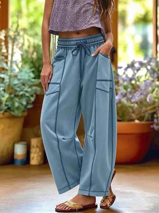 Damen Multifarben Block Lang Hose Retro Frühling/Herbst Hose