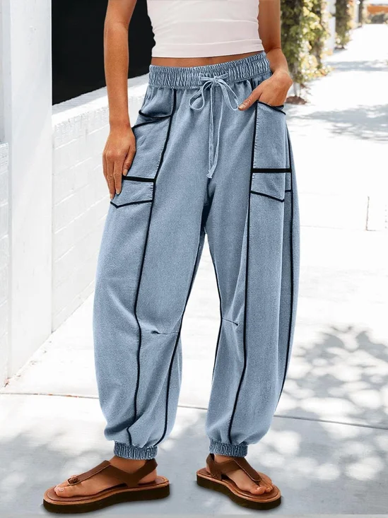 Damen Unifarben Lang Hose Retro Frühling/Herbst Hose