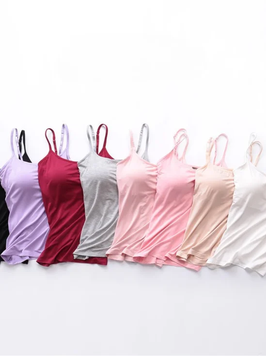 Lässig Rundhals Unifarben Tanktop Nahtverarbeitung