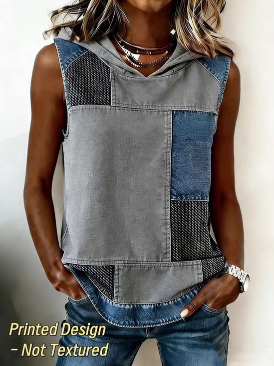 Retro Kapuze Gestreift Tanktop