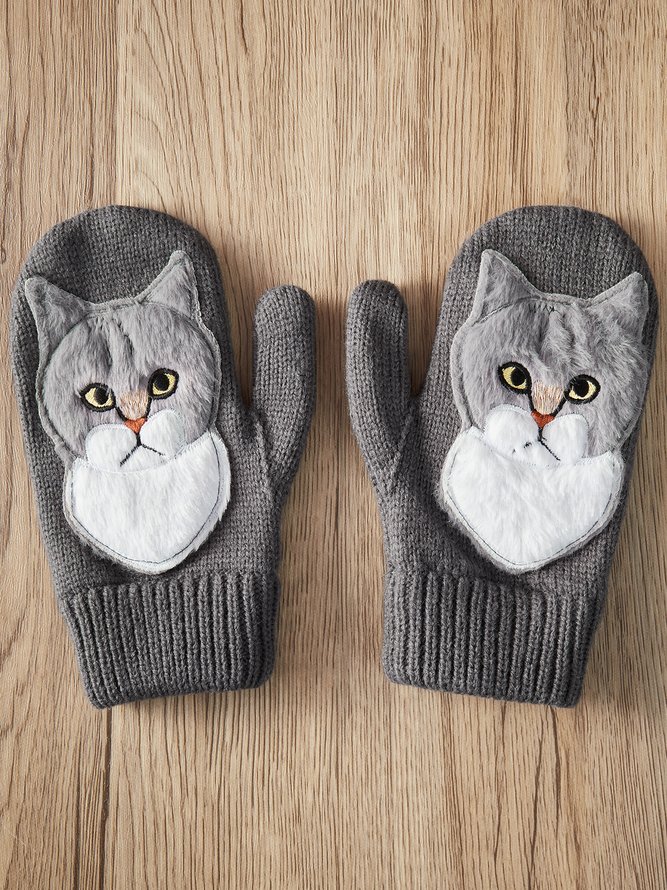 Polyester  Print  Lässig   Winter  Braun Handschuhe
