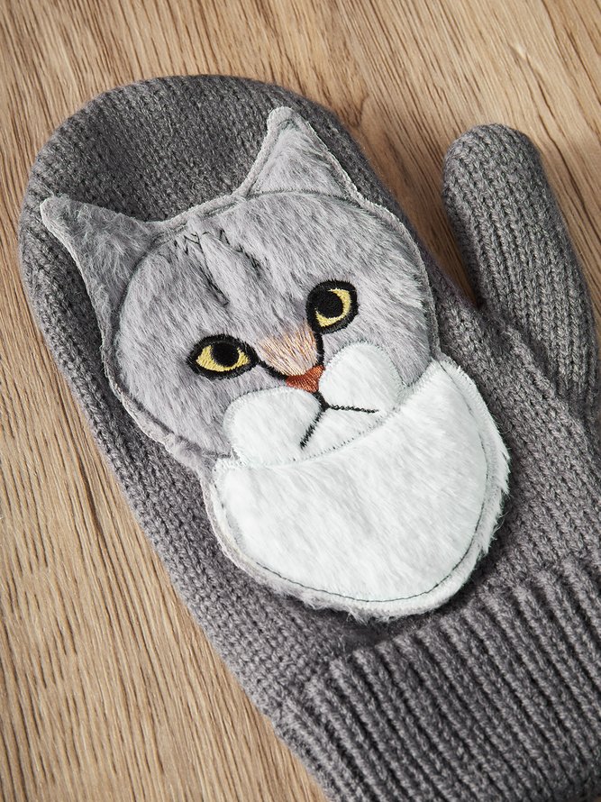 Polyester  Print  Lässig   Winter  Braun Handschuhe