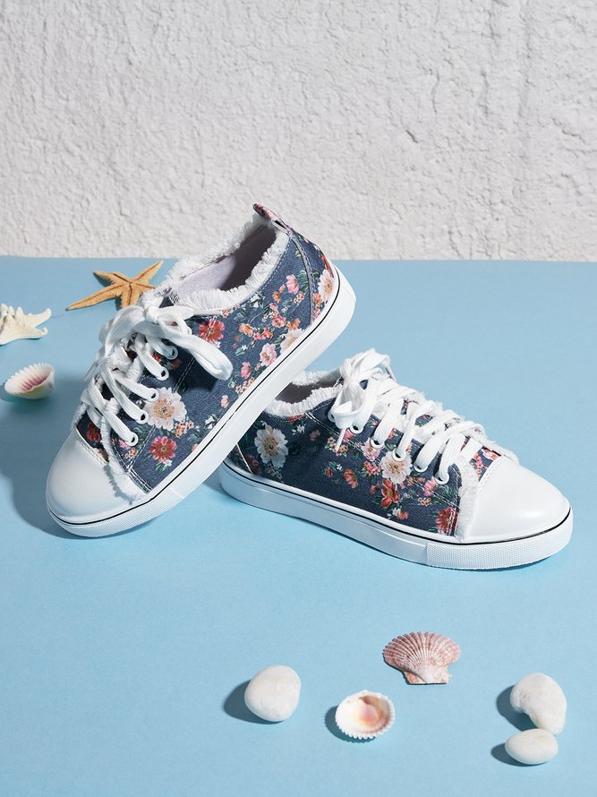 Blumenmuster Weich Sohle Lässig Segeltuch Schuhe