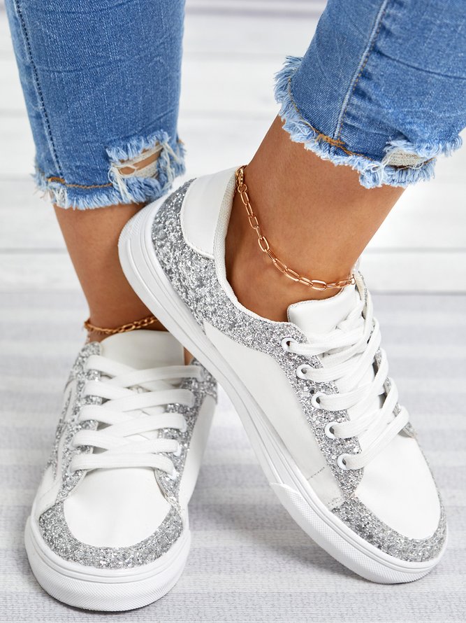 Silber Glitzernd Stern Sneakers