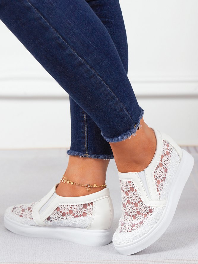 Blume Stickerei Detail Schuhe Versteckt Stöckel Slip On Noracora