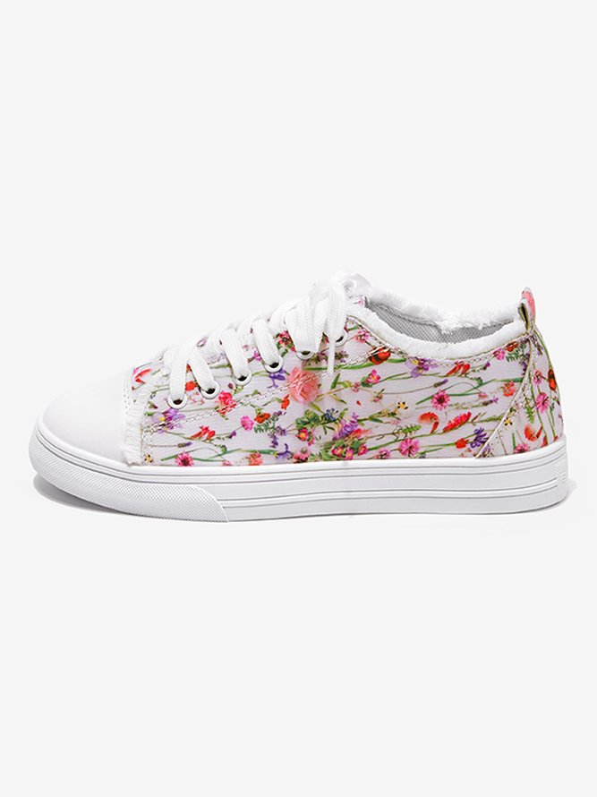Weich und Bequem Klein Blumenmuster Segeltuch Schuhe