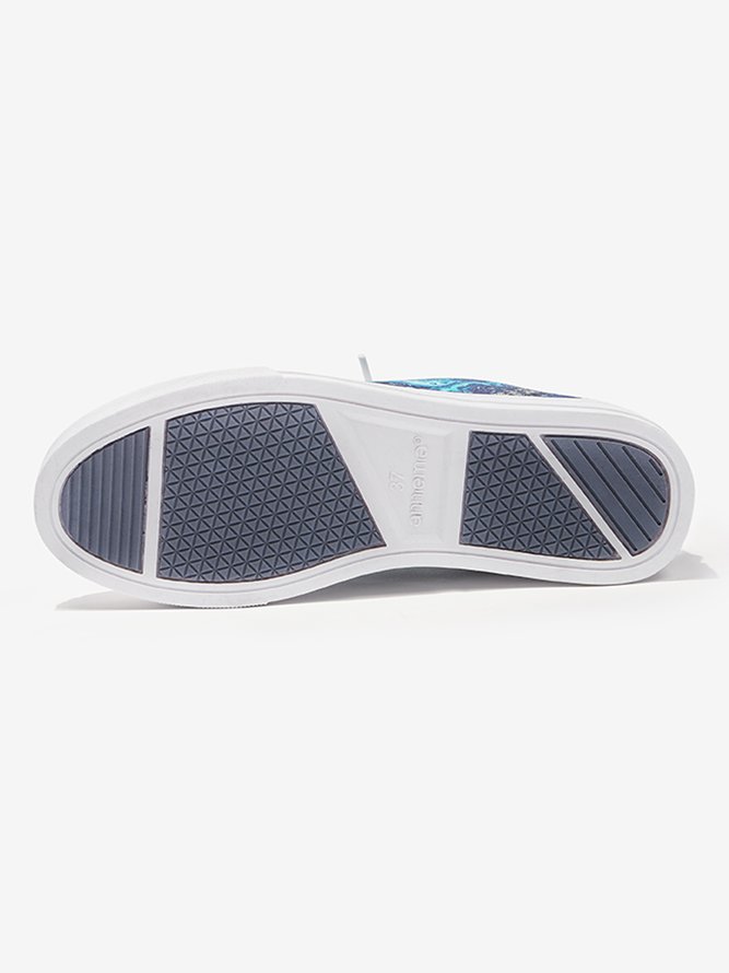 Bequem Blau Abstrakt Print Segeltuch Schuhe