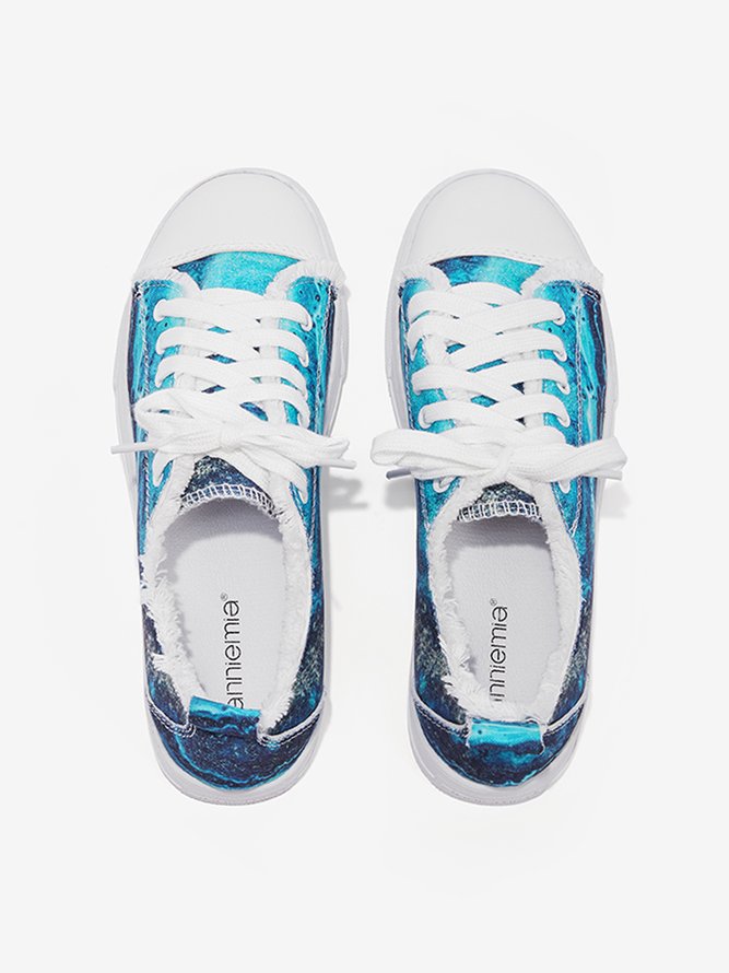Bequem Blau Abstrakt Print Segeltuch Schuhe