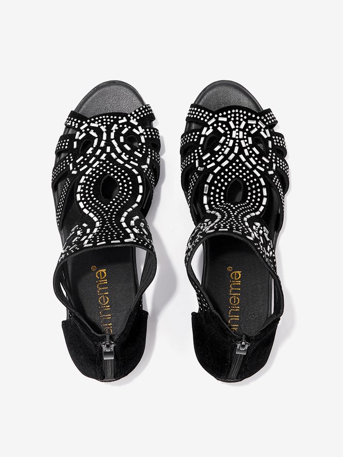 Diamant Hohl Dick Absatz Sandalen Stiefel