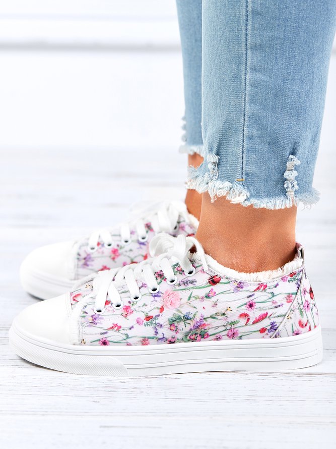 Weich und Bequem Klein Blumenmuster Segeltuch Schuhe
