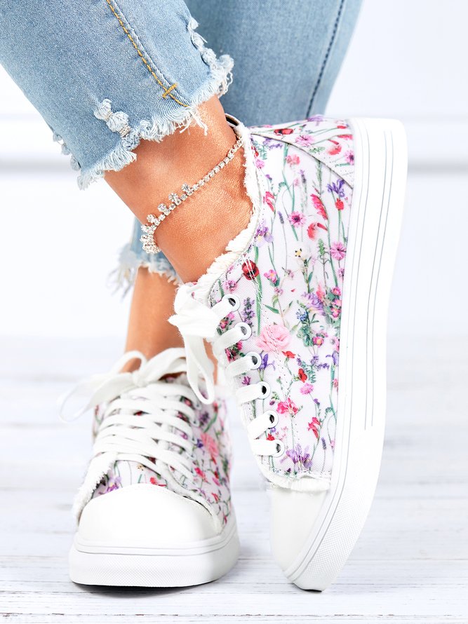 Weich und Bequem Klein Blumenmuster Segeltuch Schuhe