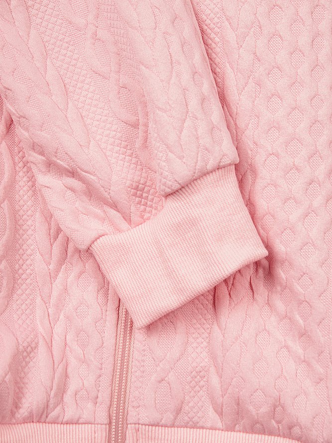 Kapuze Langarm Unifarben Regelmäßig Mikroelastizität Weit Mit Kapuze Jacke für Damen