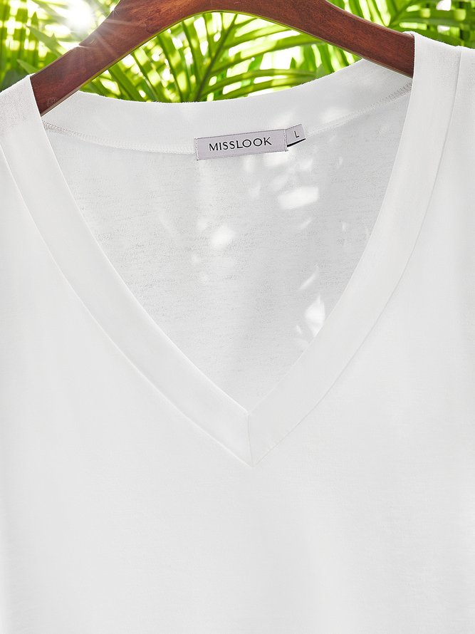 Damen Sommer Casula Weit V-Ausschnitt T-Shirt Blusen & Shirts