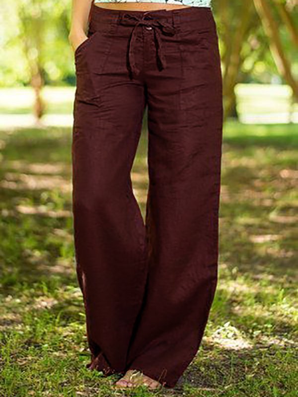 Baumwollgemisch Unifarben Hosen mit Taschen