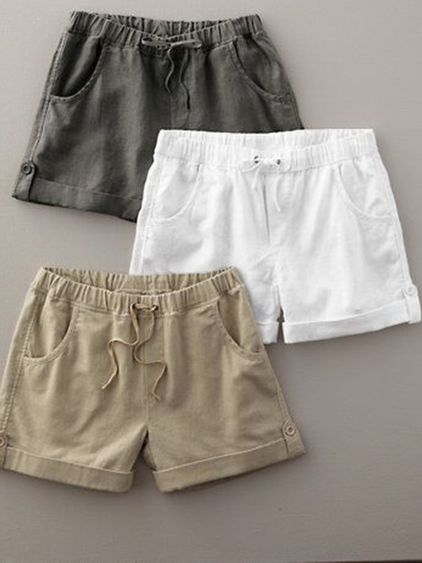 Unifarben Freizeithose mit Taschen