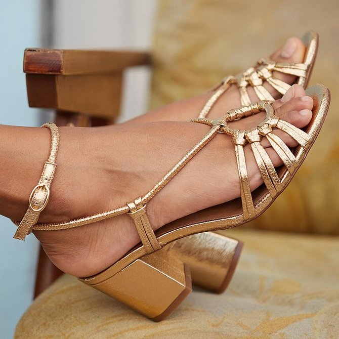 Women Ankle Strap Chunky Heels Sandals