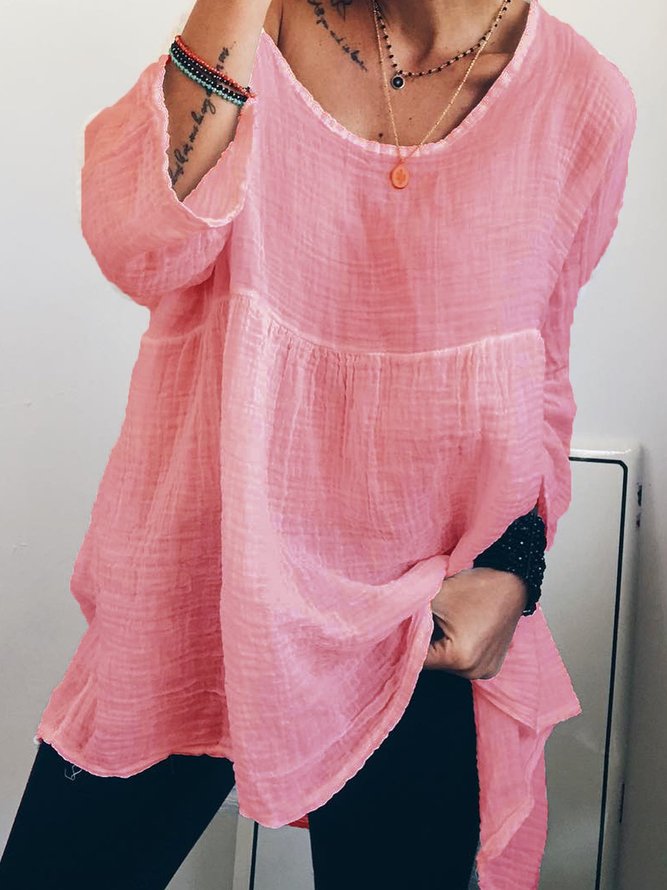 Unifarben Lässig Langarm Blusen & Shirts
