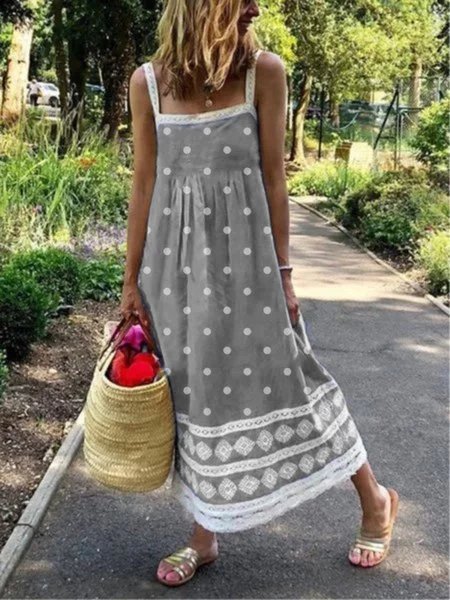 Große Größen Polka Dots Freizeitkleid