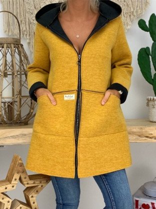 Langarm Lässiger Mantel mit Kapuze