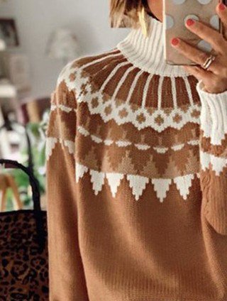 Grafik Lässig Frühling Polyester Normal Mittler Täglich Individualität Langarm Pullover für Damen