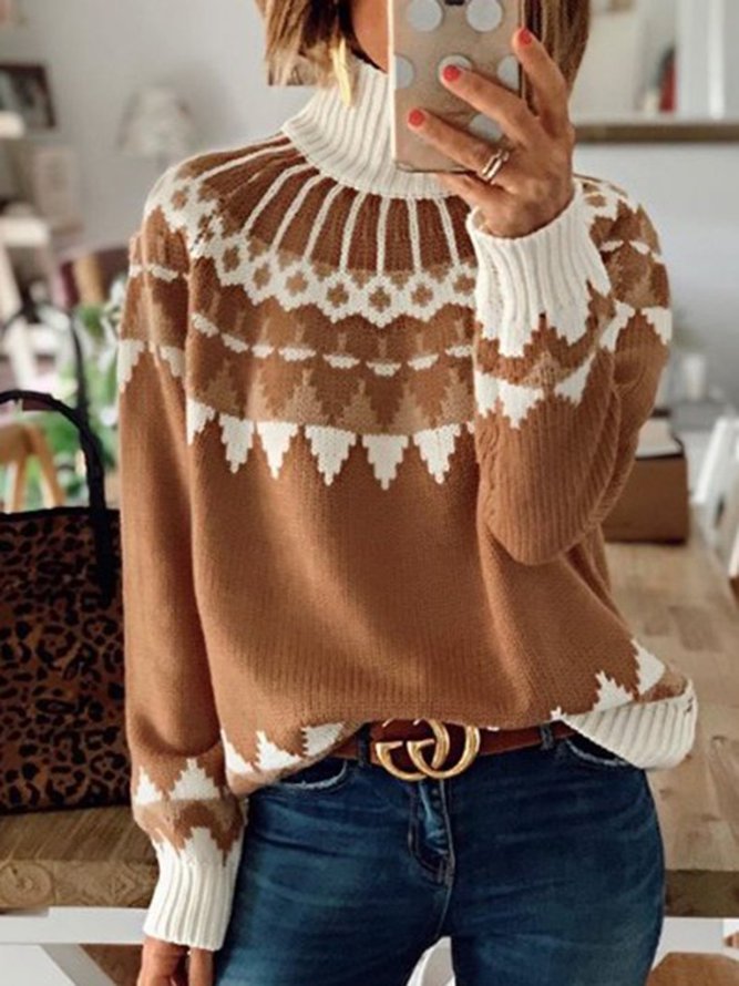 Grafik Lässig Frühling Polyester Normal Mittler Täglich Individualität Langarm Pullover für Damen
