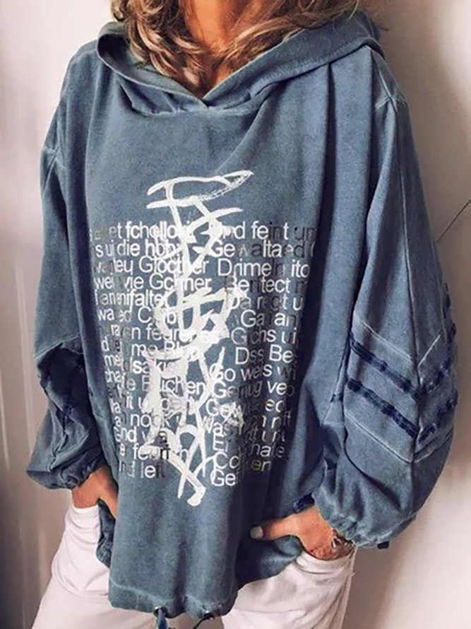 Gemusterter Kapuzenpullover aus Baumwolle