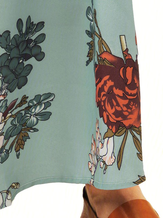 Hemdkragen Damenkleider Normal Täglich Baumwollmischung Kleider mit Blumenmuster