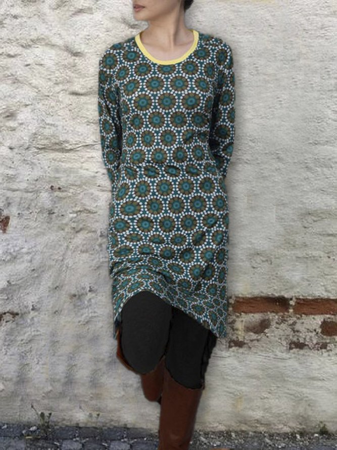 Retro Baumwollgemische Kleider mit Ethnischem Muster