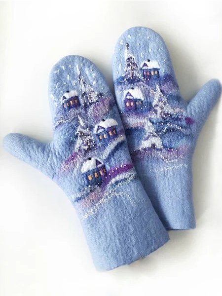 Blau Lässig Handschuhe