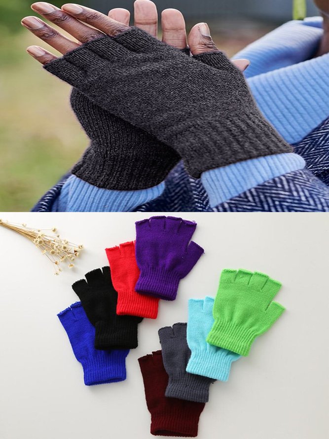 Retro Individualität Unifarben Fingerlos Lässig Handschuhe