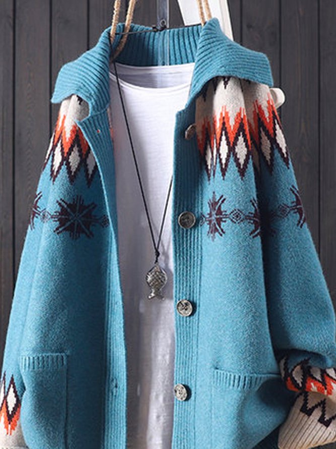 Retro Ethnischer Pullover aus Baumwolle