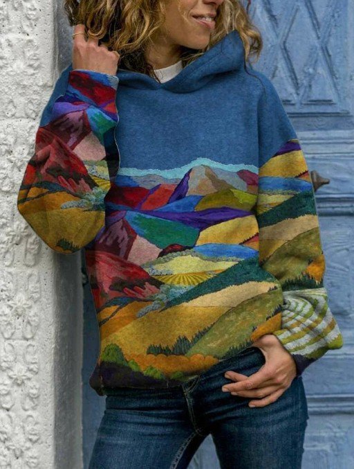 Kunst Malerei Langarm Sweatshirts mit Kapuze