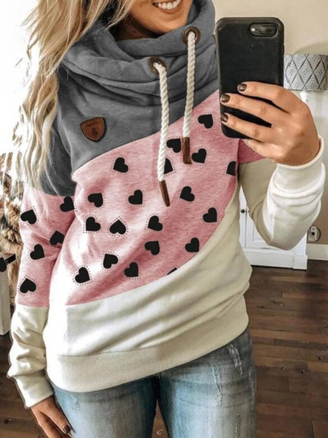 Farbblock Patchwork Sweatshirts mit Kapuze