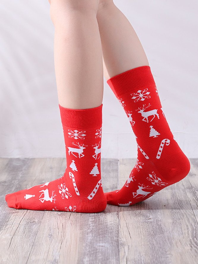 Weihnachtselchmuster Kurz Socken Baumwolle Socken
