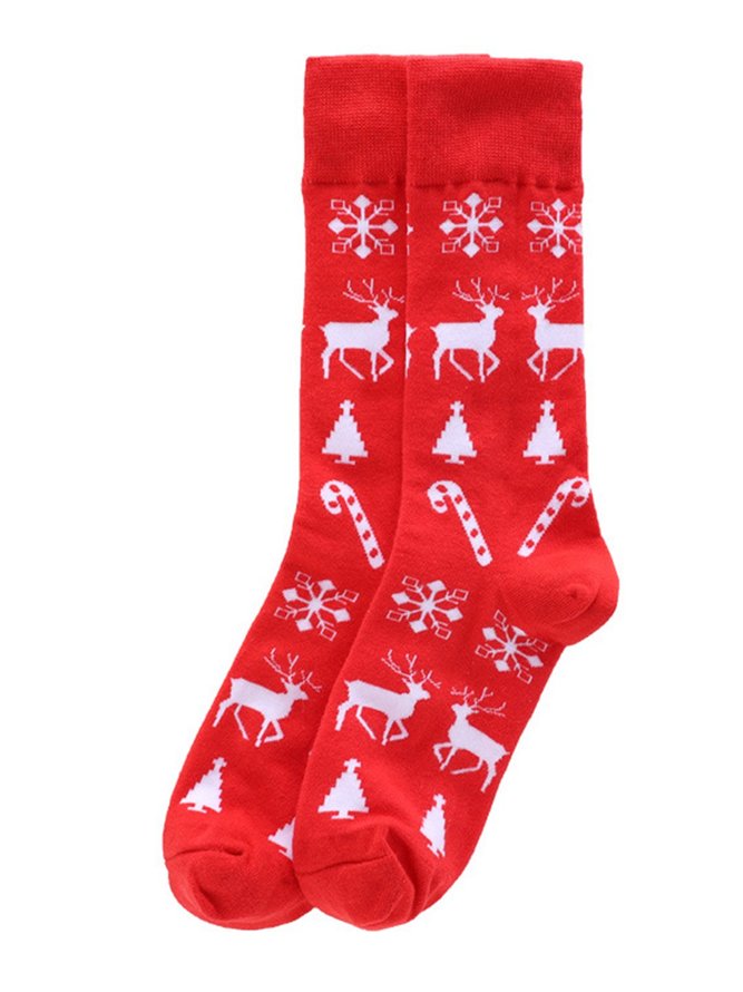 Weihnachtselchmuster Kurz Socken Baumwolle Socken