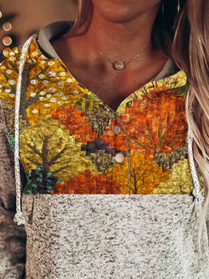 Retro Geometrischer Landschaft Print Sweatshirts mit Kapuze