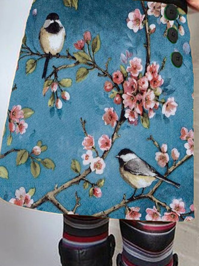 Retro A-Linien Rock mit Vogel Geblümtem Print