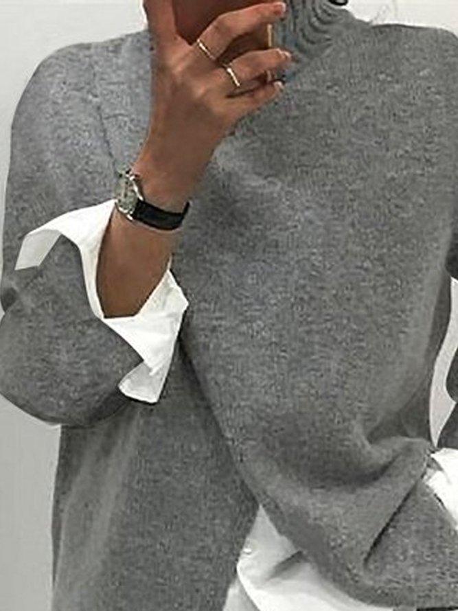 Unifarben Basic Pullover mit Rollkragen