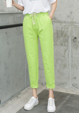 Cropped Haremshosen Unifarben Freizeithose