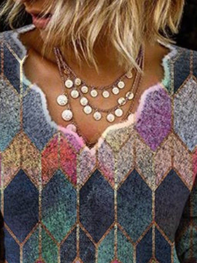 Print Einfacher & Basic Pullover mit Langarm