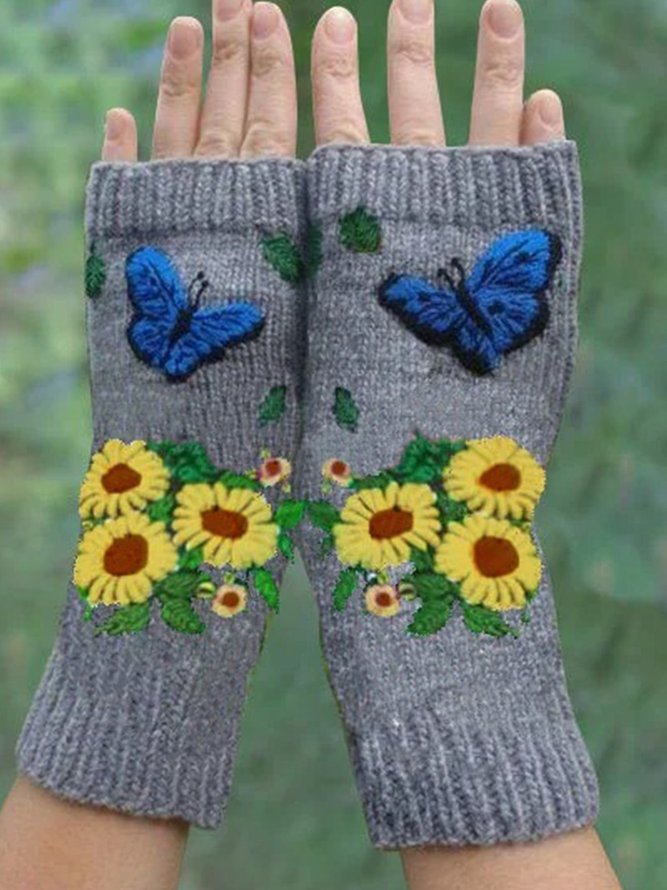 Polyester Print Retro Handschuhe für Winter