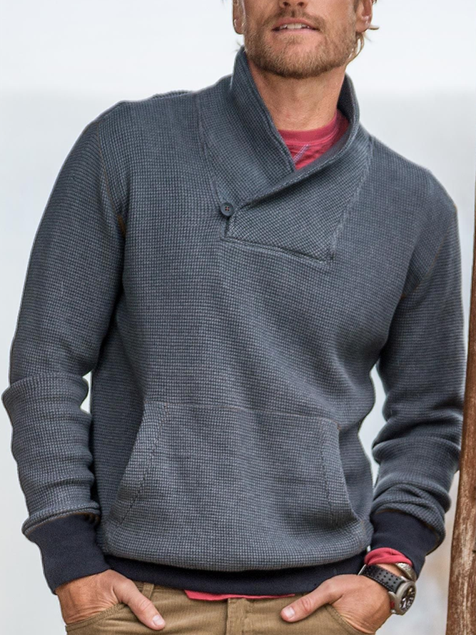 Einfarbige Lässige Sweatshirts mit Schalkragen