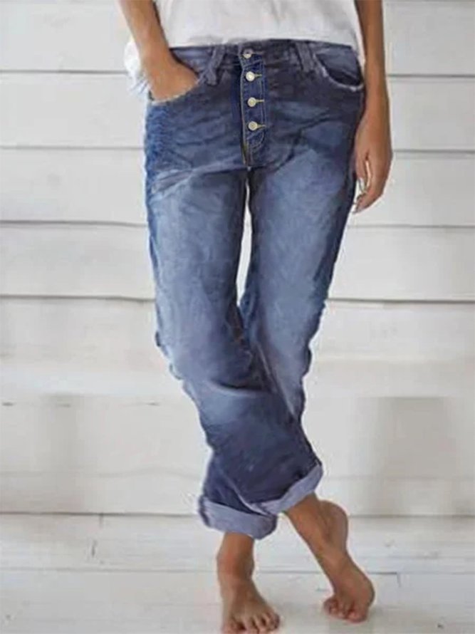 Lässige Elastische Jeans mit Tunnelzug Taschen