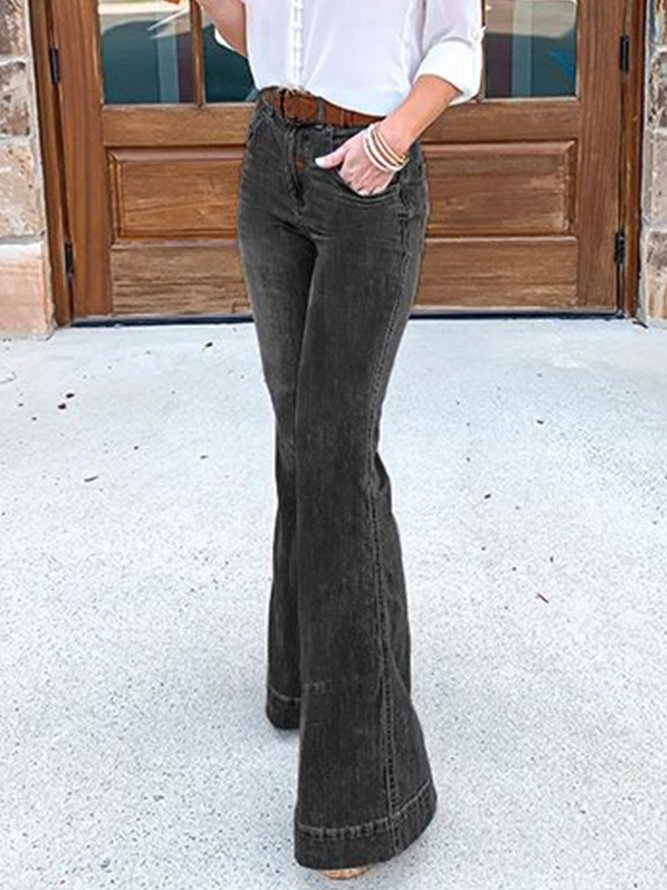 70s Hohe Taille Jeanshose mit Unterseite Glocke