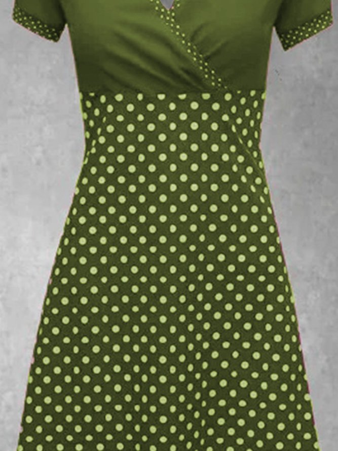 Retro Polka Dots Kleider mit V-Ausschnitt