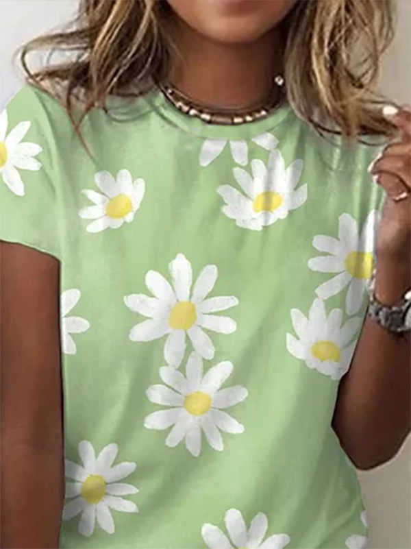 Print Resort Rundhals T-Shirt mit Kurzarm
