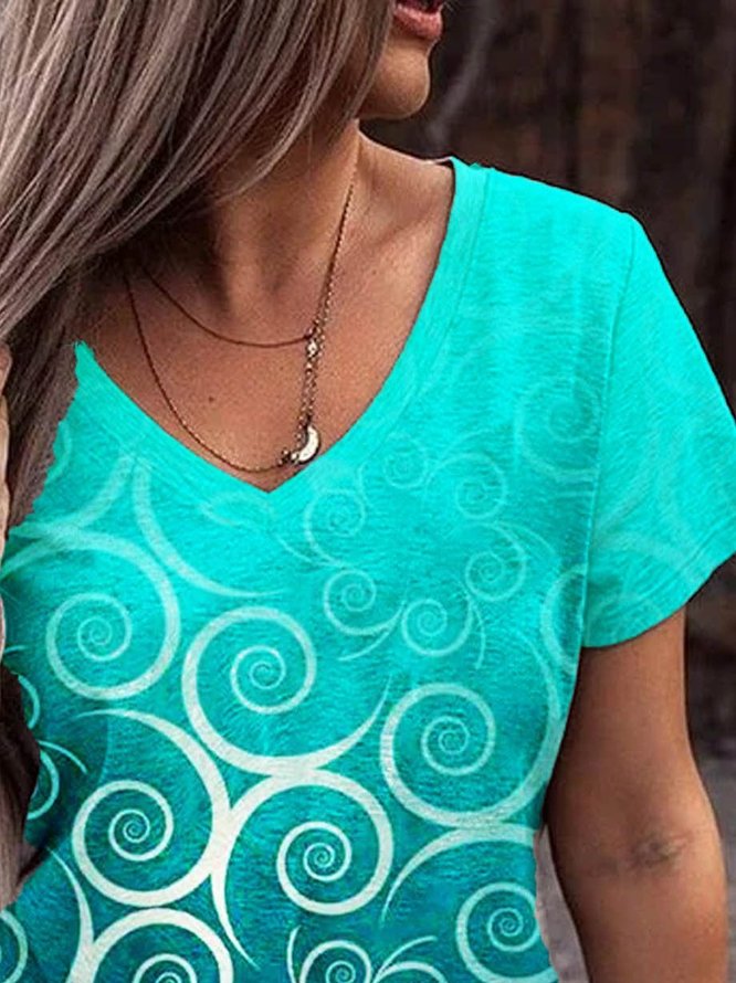 Print Urlaub Shirts & Blusen mit V-Ausschnitt